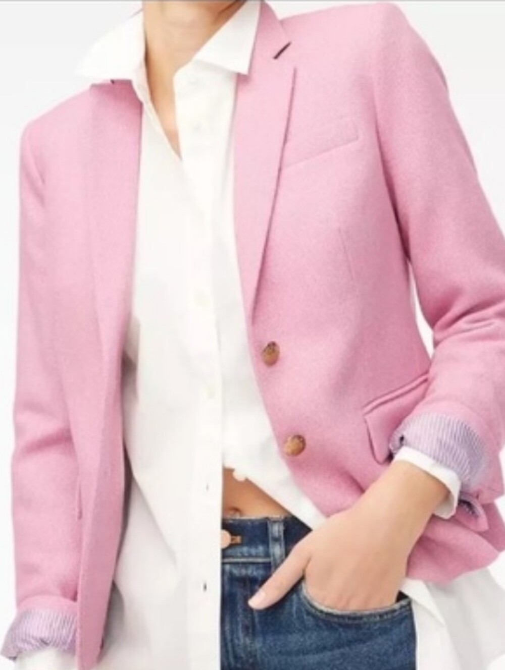 J. Crew Pink Herringbone Tailored Captain's Blazer Jacket 12 NWT